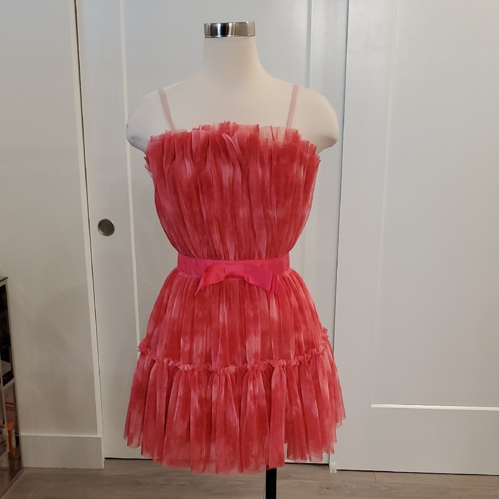 Dress the Population Pink Ruffled Womens mini Dress Size S like new fully lined - Picture 3 of 9